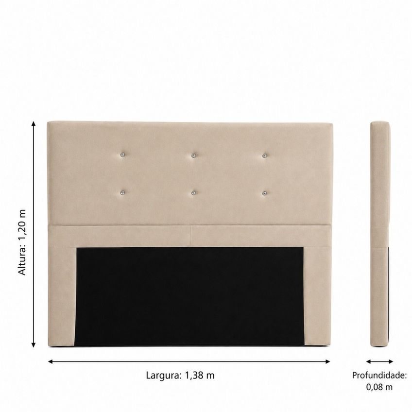 Cabeceira Estofada Casal 138cm Veludo Carol JSW Móveis - imagem 3