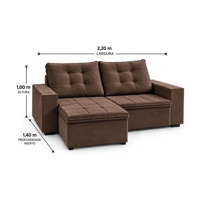 Sofá 3 Lugares Retrátil Reclinável 220cm Suede Dubai Flash Estofados - imagem 3