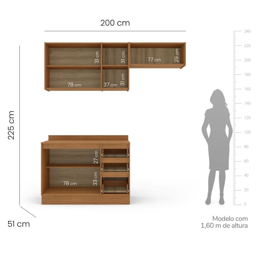 Cozinha Modulada 3 Peças Com Tampo Olivia Mobikasa - imagem 5