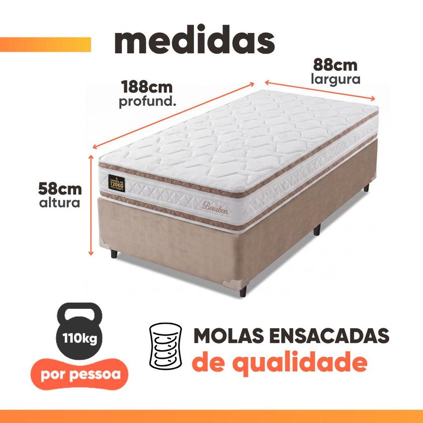 Cama Box Molas Ensacadas Bourbon Hellen - Suporta Até 110 Kg Por Pessoa - imagem 3