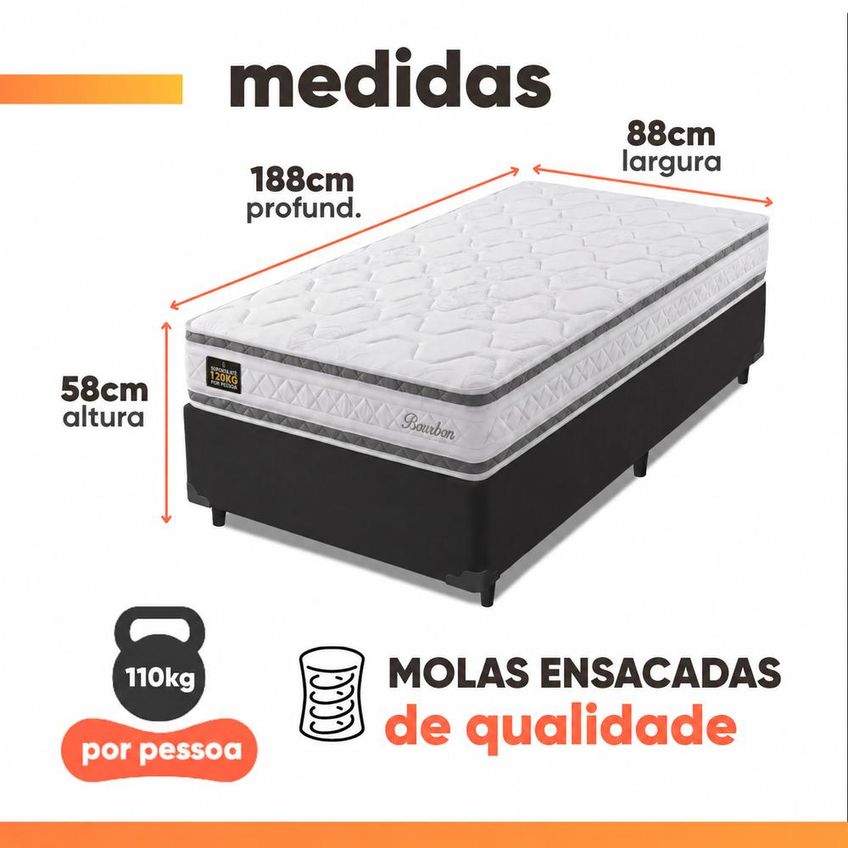 Cama Box Molas Ensacadas Bourbon Hellen - Suporta Até 110 Kg Por Pessoa - imagem 3