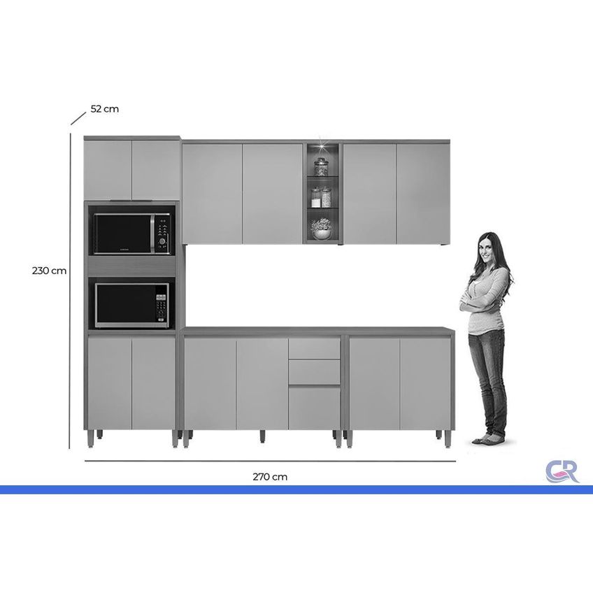 Cozinha Completa 5 Peças 12 Portas Allure Cz649 Gris Linea - imagem 3