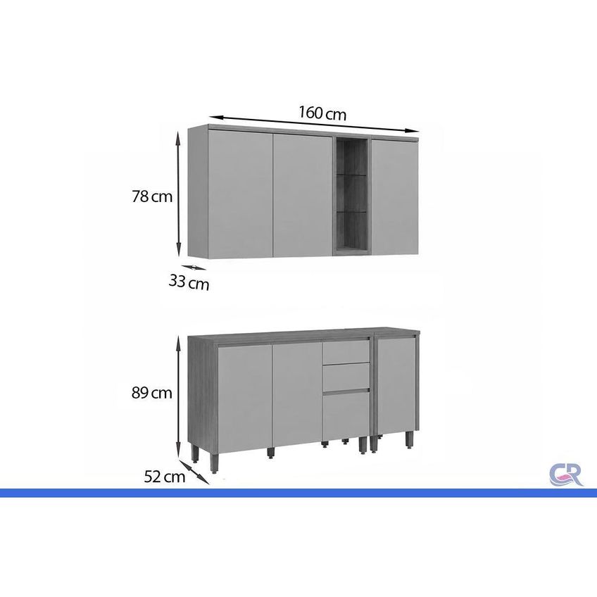 Cozinha Completa 4 Peças 6 Portas Allure Cz696 Gris Linea - imagem 3