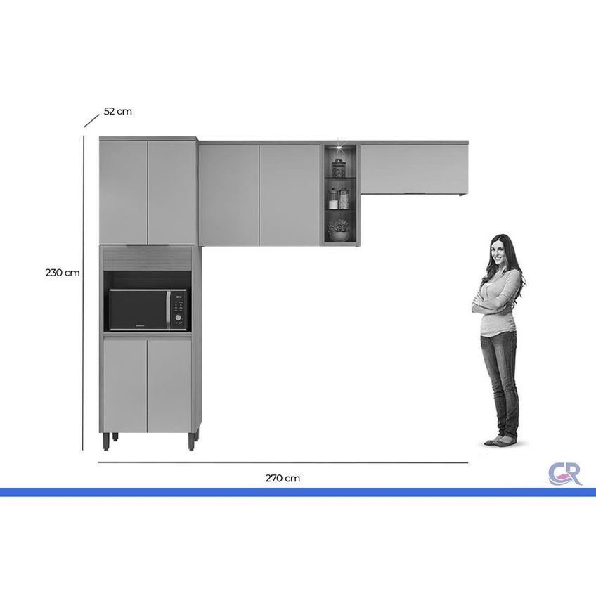 Cozinha Completa 3 Peças 7 Portas Allure Cz642 Gris Linea - imagem 3