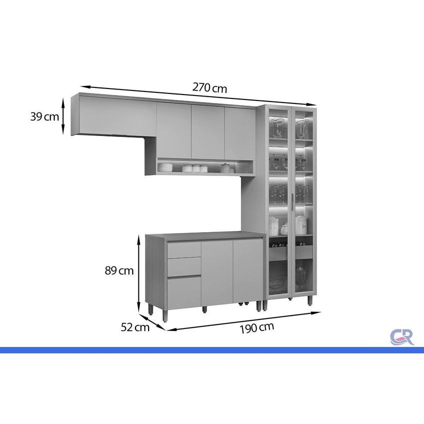 Cozinha Completa 4 Peças 8 Portas Allure Cz643 Gris Linea - imagem 3