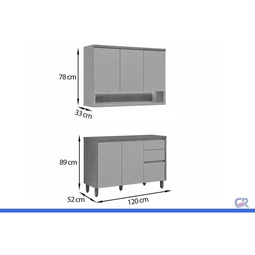 Cozinha Completa 2 Peças 5 Portas Allure Cz685 Gris Linea - imagem 3