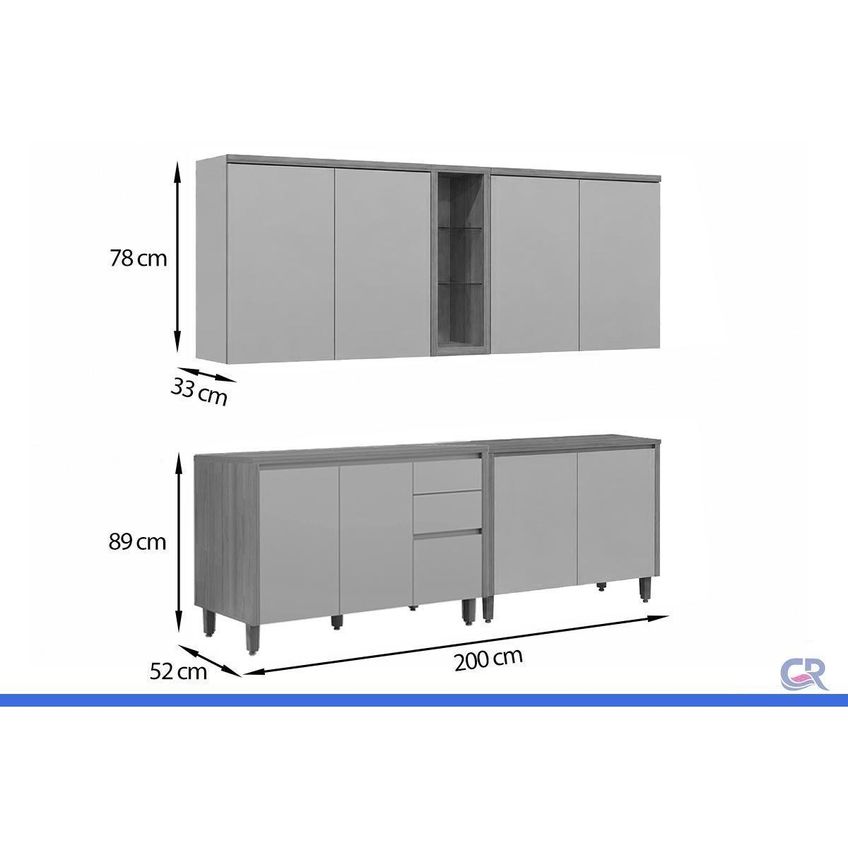 Cozinha Completa 4 Peças 8 Portas Allure Cz690 Gris Linea - imagem 3