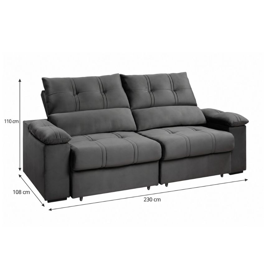 Sofá 3 Lugares Retrátil Reclinável 230cm Veludo Heloisa Takei - imagem 3