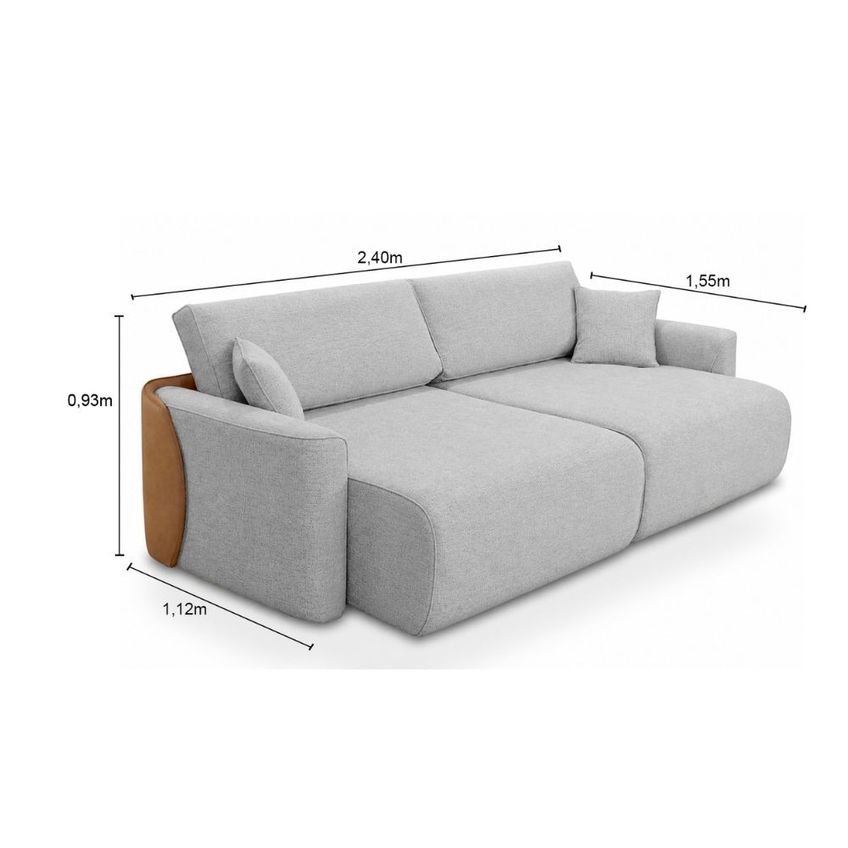 Sofá Cama 240cm Linho E Corino Sintético Bipartido Duomo Ferguile - imagem 3