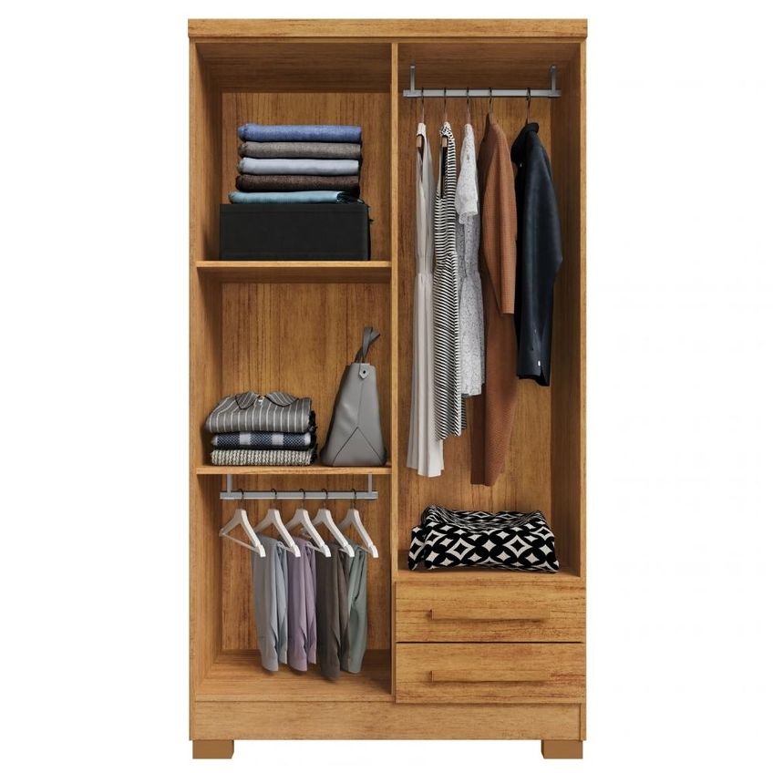 Guarda Roupa Solteiro 4 Portas 2 Gavetas 188x99 Cm Madri Cedro Rudk - imagem 4