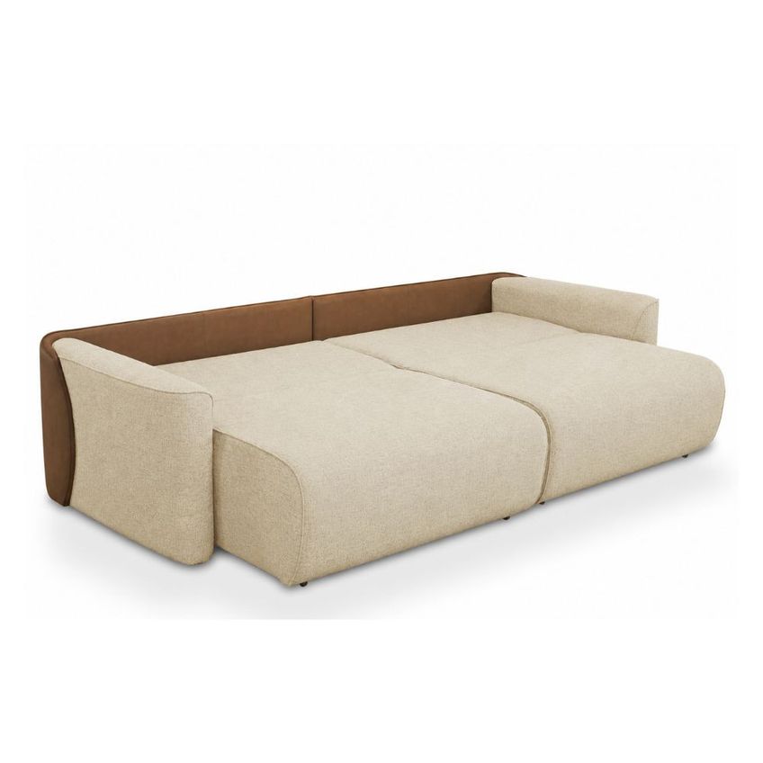 Sofá Cama 260cm Linho E Corino Sintético Bipartido Duomo Ferguile - imagem 2