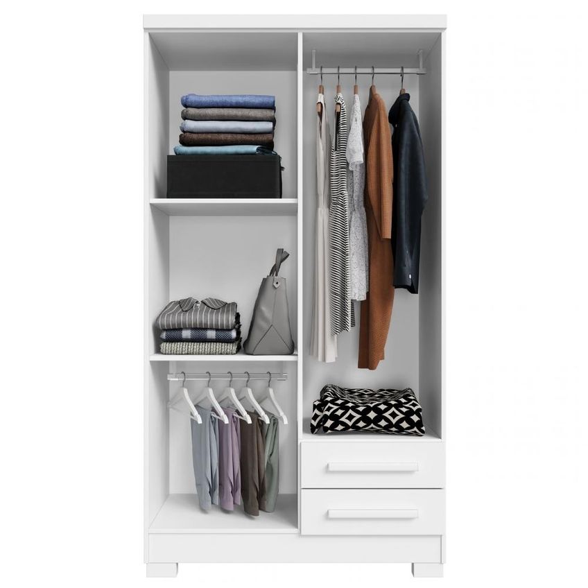 Guarda Roupa Solteiro 4 Portas 2 Gavetas 188x99 Cm Madri Branco Rudk - imagem 4