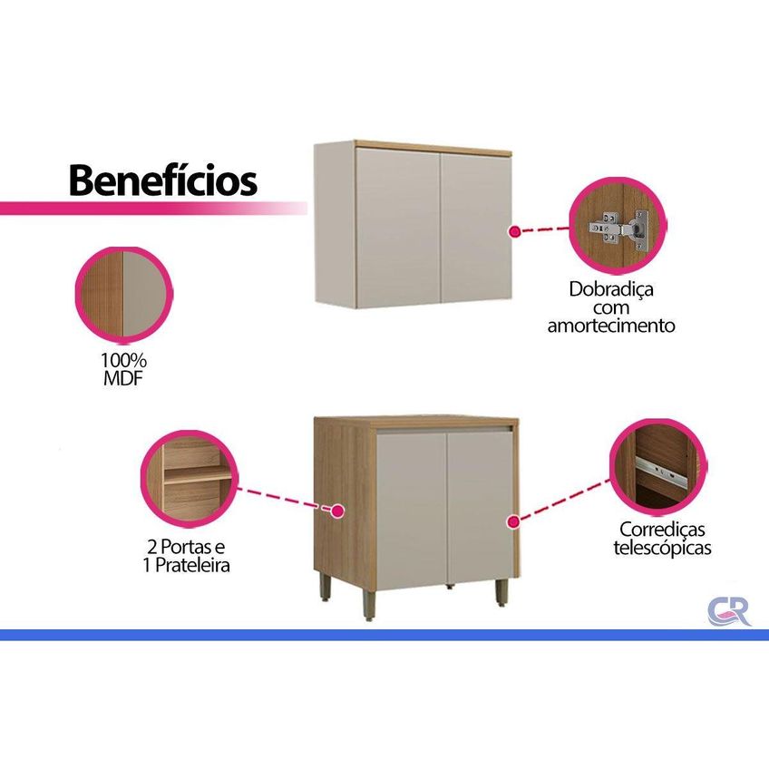 Cozinha Completa 2 Peças 4 Portas Allure Cz700 Gris Linea - imagem 5