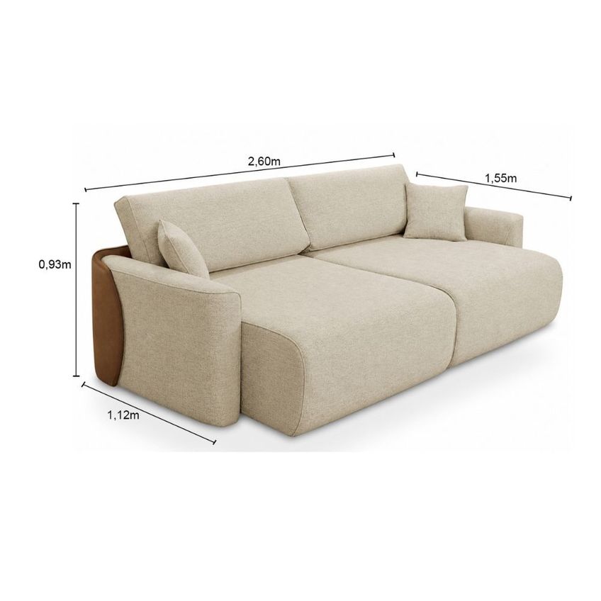 Sofá Cama 260cm Linho E Corino Sintético Bipartido Duomo Ferguile - imagem 5