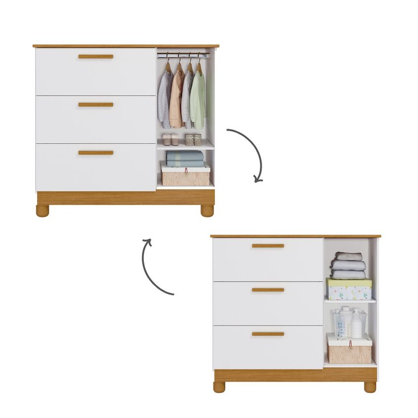 Cômoda Infantil 3 Gavetas 1 Porta MDF Jujuba Permobili - imagem 5