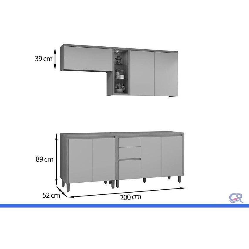 Cozinha Completa 4 Peças 7 Portas Allure Cz691 Gris Linea - imagem 3