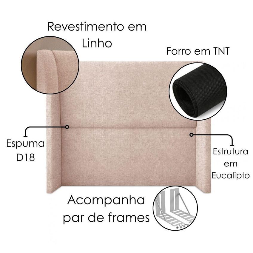 Cabeceira Casal 140 Cm Com Frame Imperial Linho Rose Impo - imagem 4