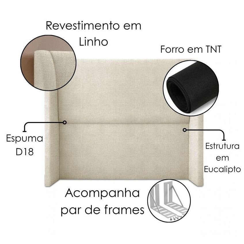 Cabeceira Casal 140 Cm Com Frame Imperial Linho Bege Impo - imagem 4