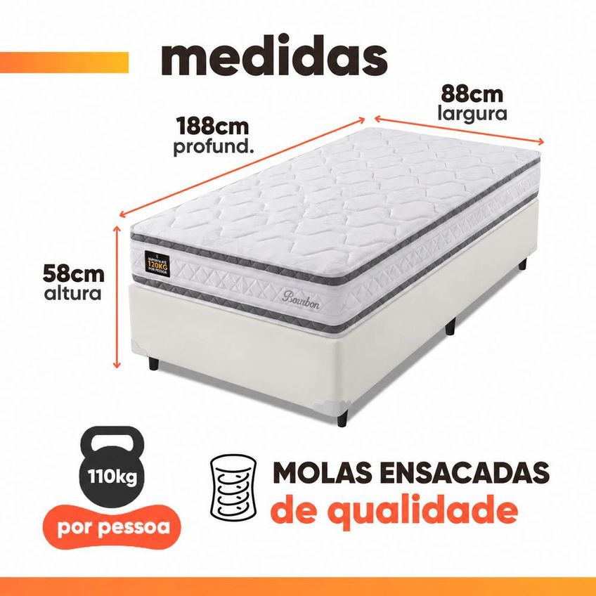 Cama Box Molas Ensacadas Bourbon Hellen - Suporta Até 110 Kg Por Pessoa - imagem 3