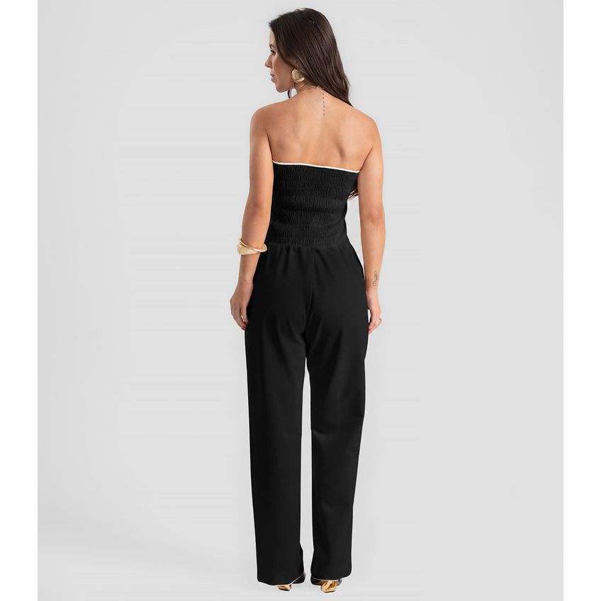 Calça Wide Leg Feminina Com Bolsos Dianna Preto G - imagem 3