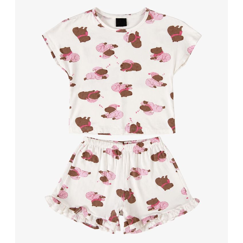 Pijama Infantil Feminino Estampado Select Branco 6 - imagem 4