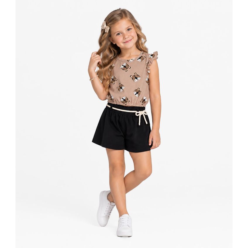 Conjunto Infantil Feminino Estampado Select Bege 4 - imagem 3