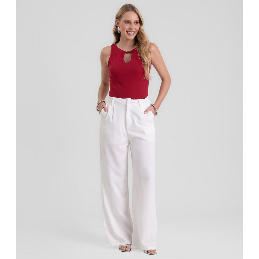 Body Feminino Com Aviamento No Decote Dianna Vermelho G - imagem 4