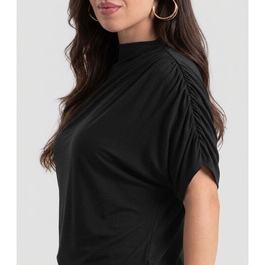 Blusa Feminina Manga Única E Gola Alta Dianna Preto G - imagem 2