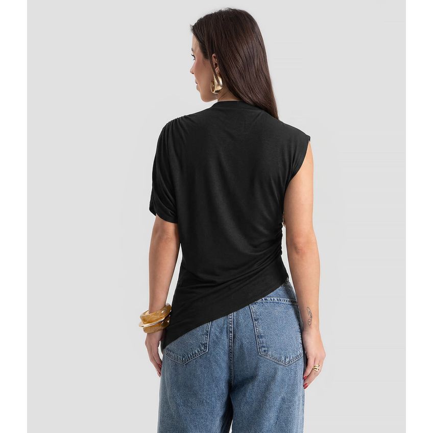 Blusa Feminina Manga Única E Gola Alta Dianna Preto G - imagem 3