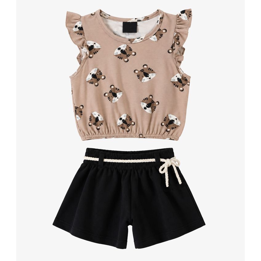 Conjunto Infantil Feminino Estampado Select Bege 6 - imagem 4
