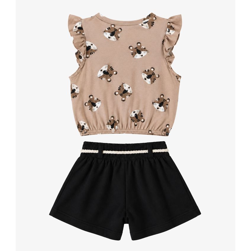 Conjunto Infantil Feminino Estampado Select Bege 6 - imagem 5