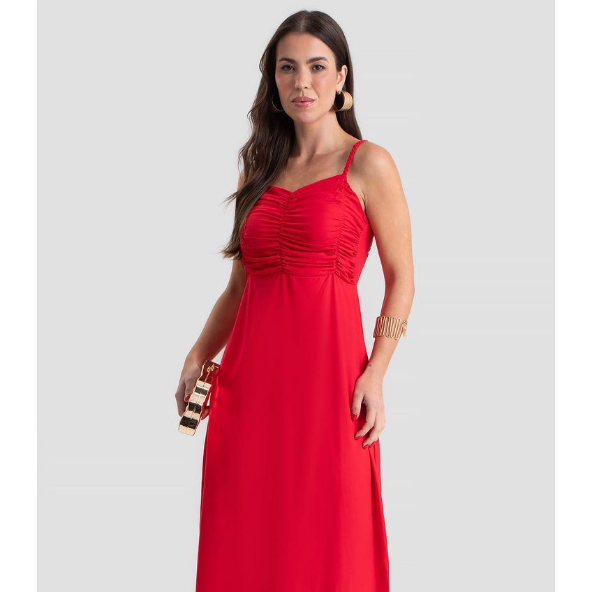 Vestido Super Midi Alças Em Tranças Dianna Vermelho GG - imagem 4