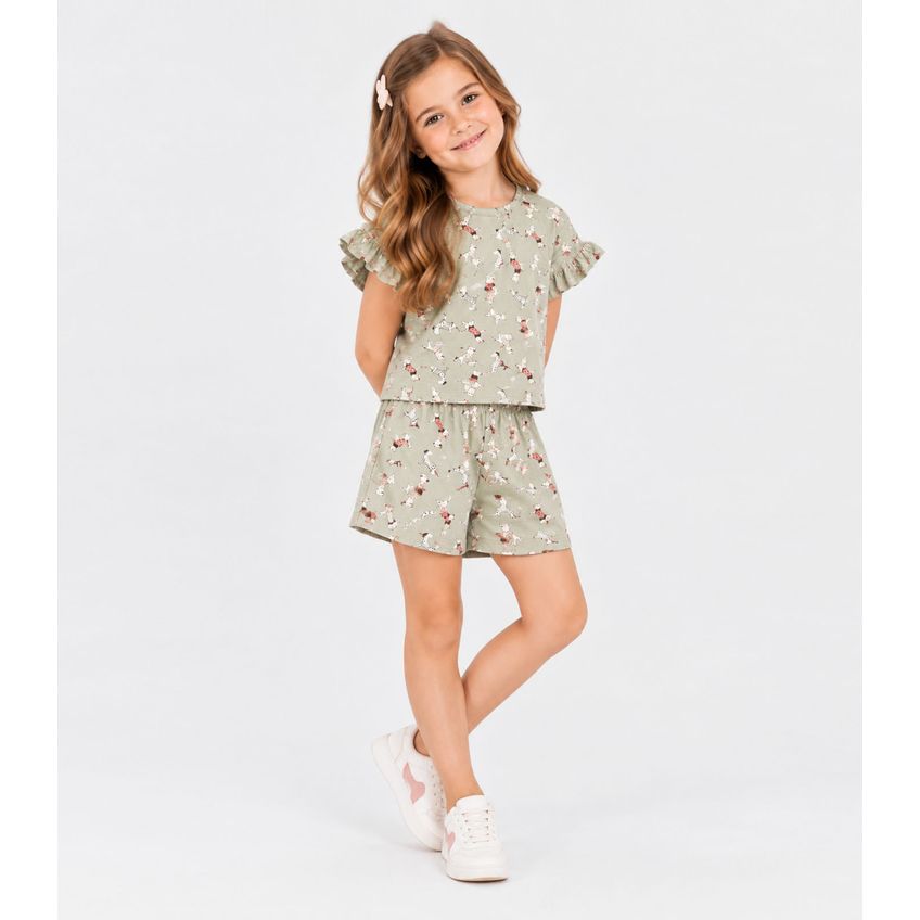 Conjunto Infantil Feminino Estampado Select Verde 4 - imagem 3