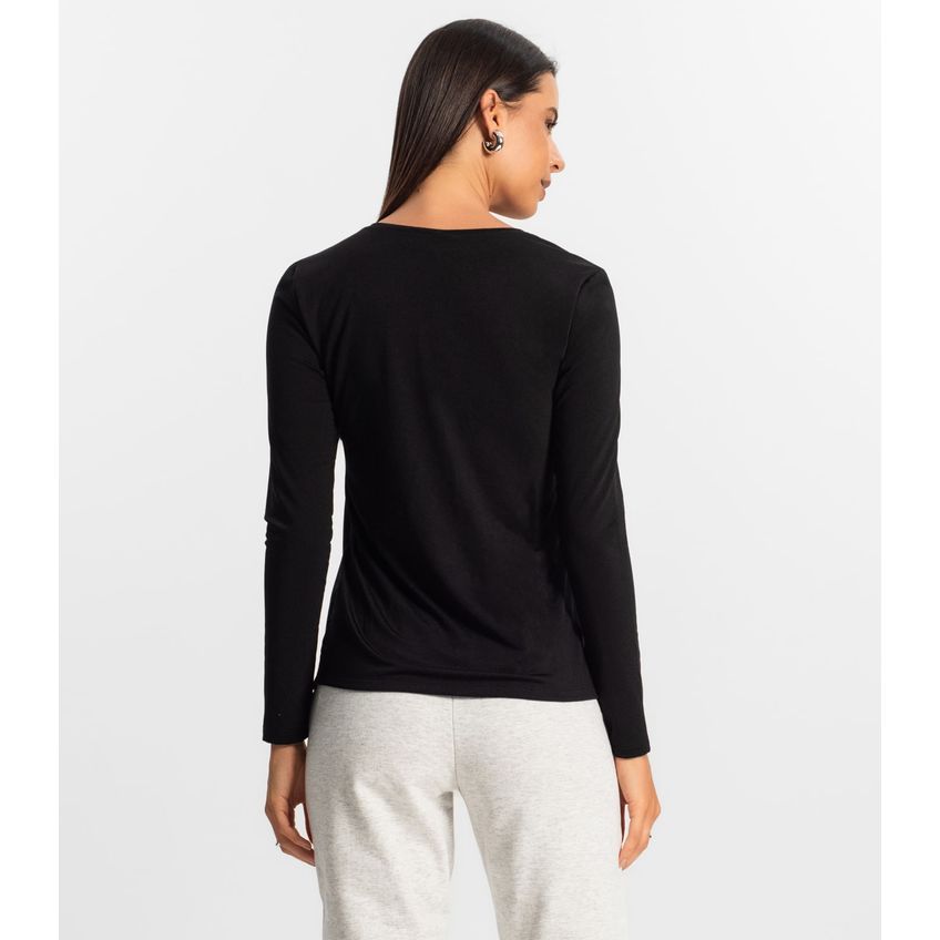 Blusa Manga Longa Feminina Em Suplex Infinita Cor Preto P - imagem 3