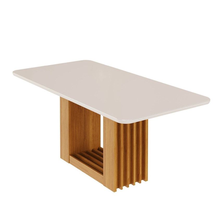Mesa De Jantar Retangular 180x90cm Mdf/vidro Jambu Cabecasa Madeiraoriginals Off White/cinamomo Off White/cinamomo - imagem 3