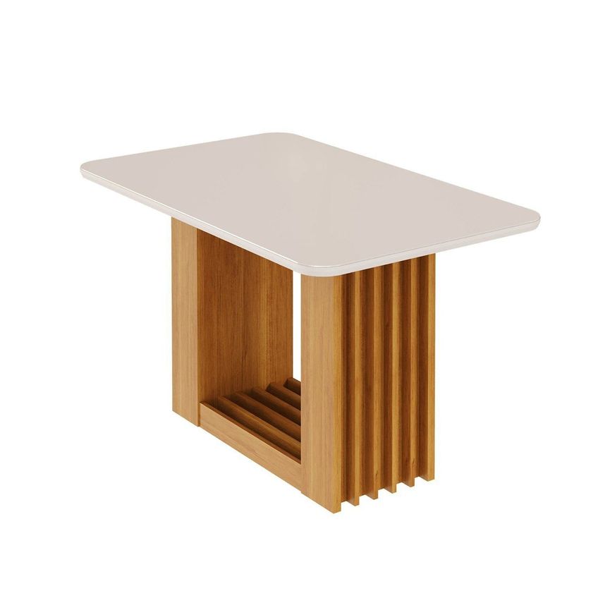Mesa De Jantar Retangular 130x80cm MDF/Vidro Jambu Cabecasa Madeiraoriginals Off White/Cinamomo Off White/Cinamomo - imagem 3
