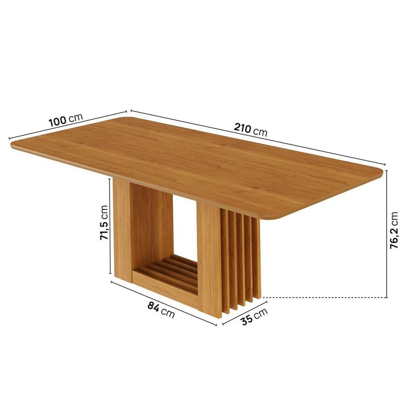 Mesa De Jantar Retangular 210x100cm 100% MDF Jambu Cabecasa Madeiraoriginals Marrom/Cinamomo Cinamomo - imagem 4
