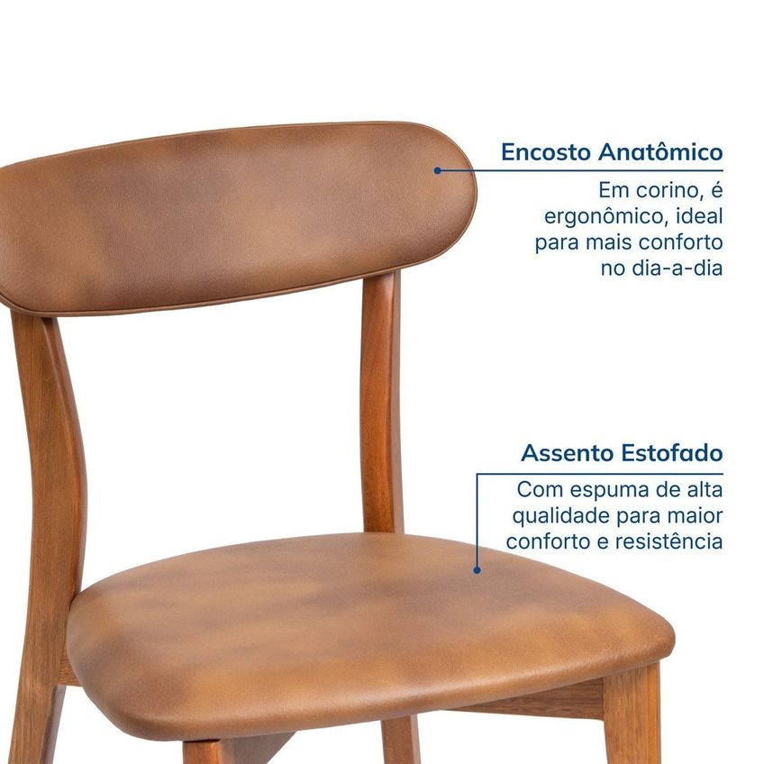 Kit 2 Cadeiras Madeira Maciça Ceci Cabecasa Madeiraoriginals Courino Marrom Marrom - imagem 4