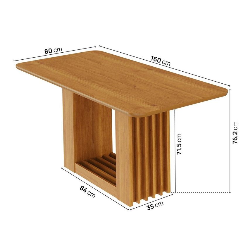 Mesa De Jantar Retangular 160x80cm 100% MDF Jambu Cabecasa Madeiraoriginals Marrom/Cinamomo Cinamomo - imagem 4