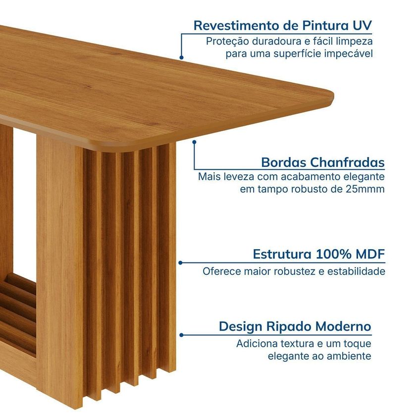 Mesa De Jantar Retangular 130x80cm 100% MDF Jambu Cabecasa Madeiraoriginals Marrom/Cinamomo Cinamomo - imagem 5