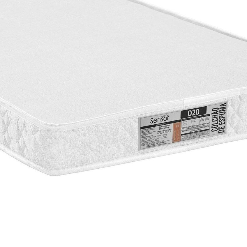 Colchão De Solteiro D-20 Liso 78cm X 12cm Branco Branco - imagem 3