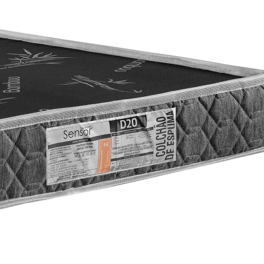 Colchão Solteiro D-20 Liso 88cmx12cm Preto/Cinza Preto/Cinza - imagem 3