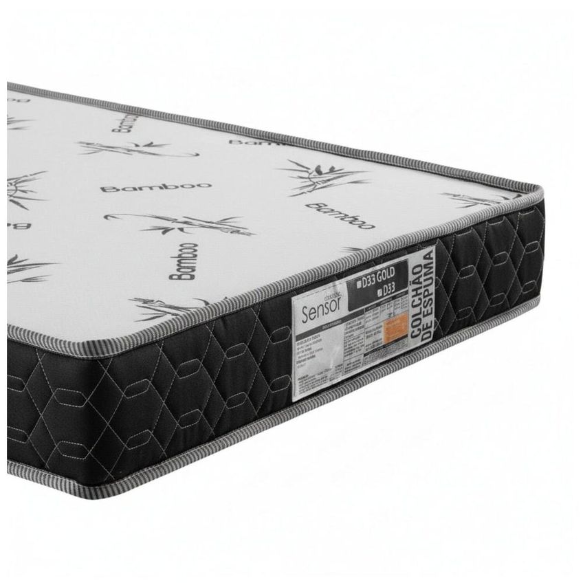 Colchão Solteiro Anti Alérgico D33 Liso Sleep 78x18cm Gold Branco/Preto - imagem 3