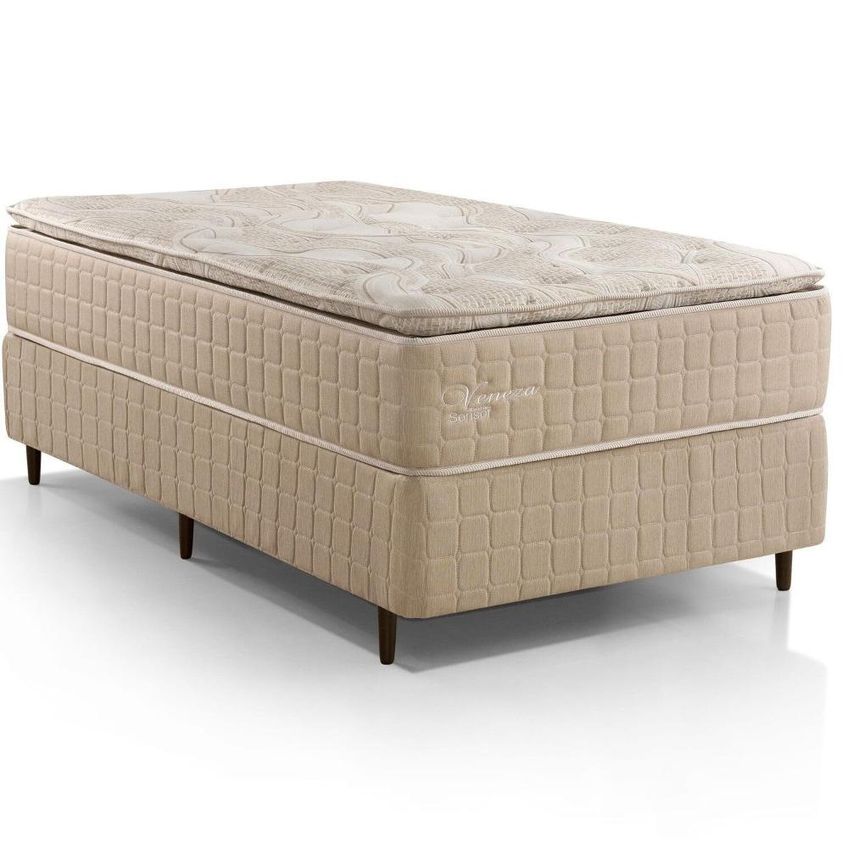 Colchão Solteiro Pocket Veneza One Face Pillow Top Americano Molas Ensacadas Individualmente 88x35x1 Colchões Sensor Bege Bege - imagem 3