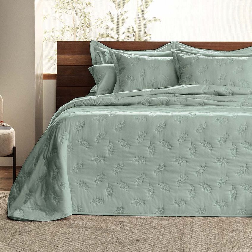 Kit Colcha Solteiro 2 Pçs Toque Acetinado Uw Aurora 180x240cm 100% Poliéster Altenburg Verde Wind - imagem 3