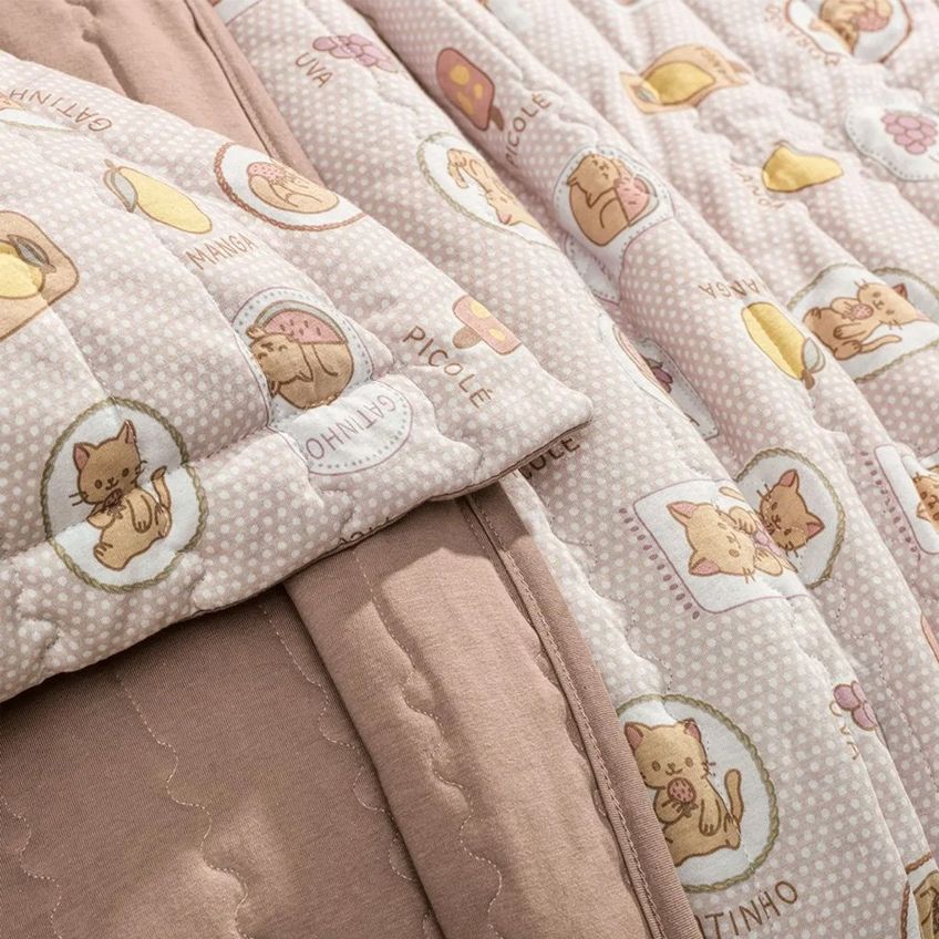 Kit Colcha Solteiro 2 Pçs Mundo Kids Malha 100% Algodão 170x240cm Altenburg Fruticats - imagem 3