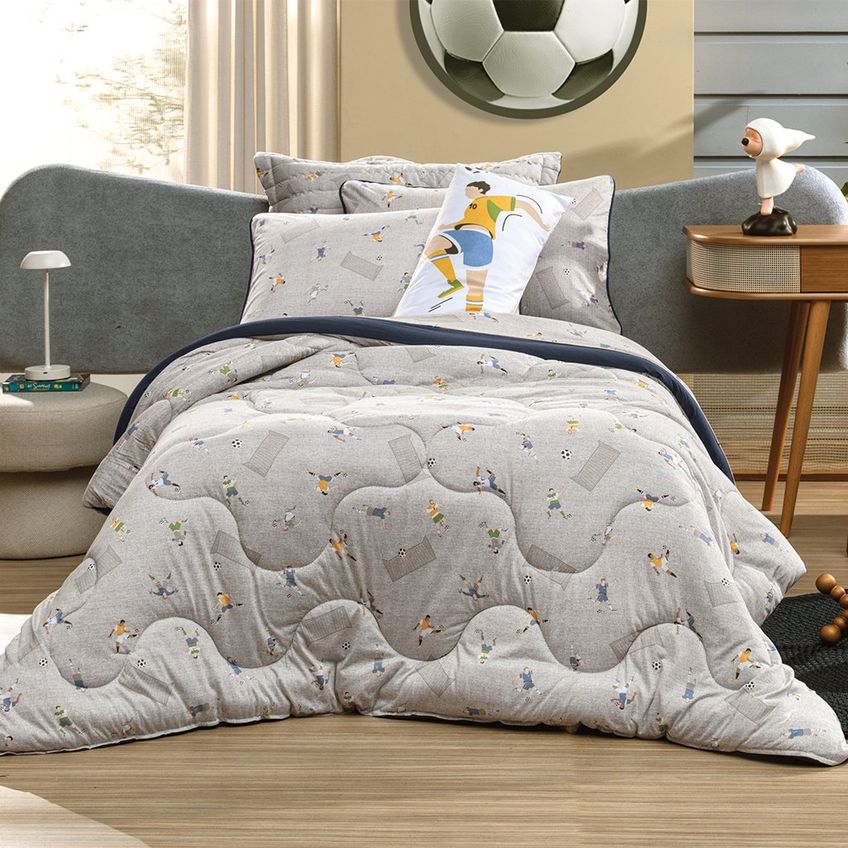 Kit Body Pillow Kids Malha Com Fronha 30x65cm 100% Algodão Altenburg Mini Gol - imagem 3