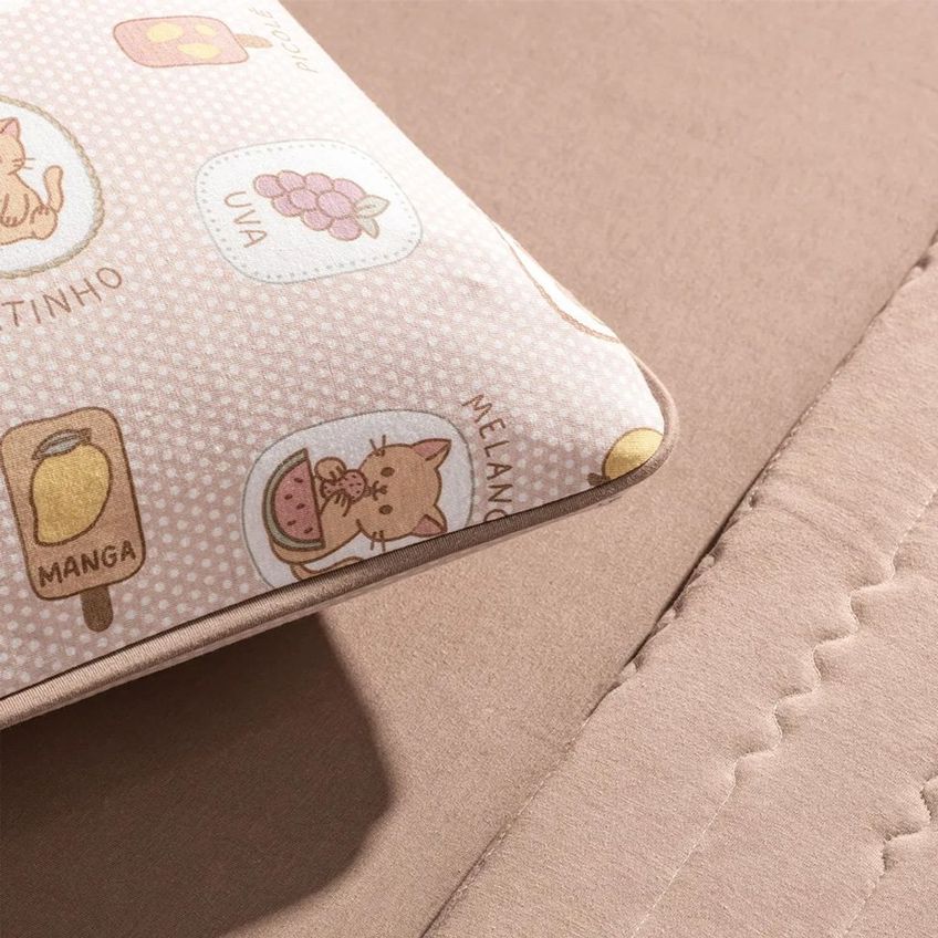 Jogo De Cama Casal 4 Pçs Mundo Kids Malha 100% Algodão Altenburg Fruticats - imagem 3