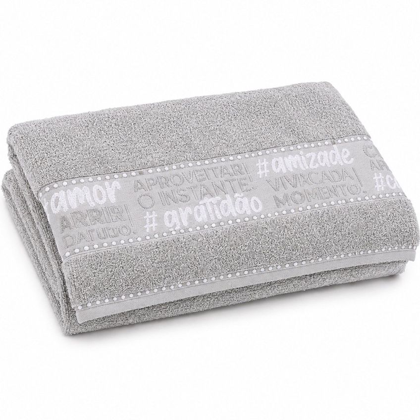 Toalha De Mãos E Lavabo Celebration 32x45cm 400g/m² 100% Algodão Bene Casa Cinza - imagem 3