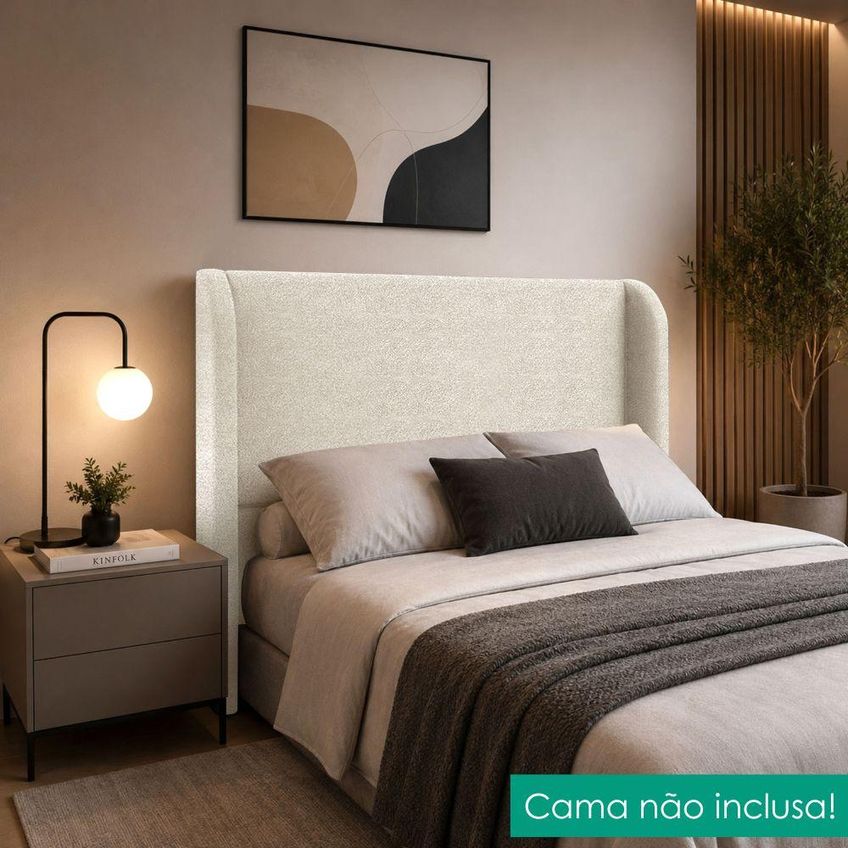 Cabeceira Queen 160 Cm Com Frame Imperial Boucle Bege Impo - imagem 5